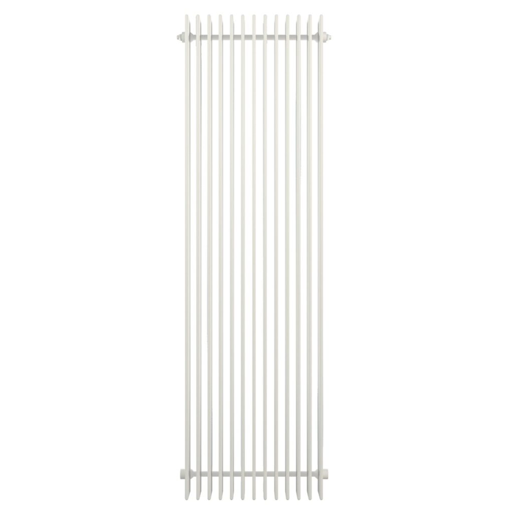 Concord Slimline Traffic White radiator against a white background